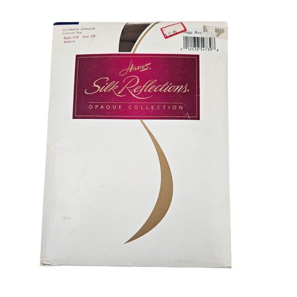Hanes Silk Reflections Pantyhose Style E78 And 716 Size CD Tobacco Jet Vintage - Picture 2 of 10